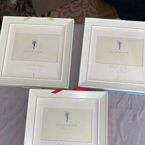 Pottery Barn Kids White and Multicolor  Ribbon Picture Frames set of 3 Ages1,2,3